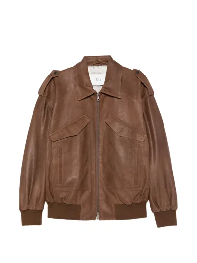 Tela Brown New Blossom Boxy Fabric Jacket