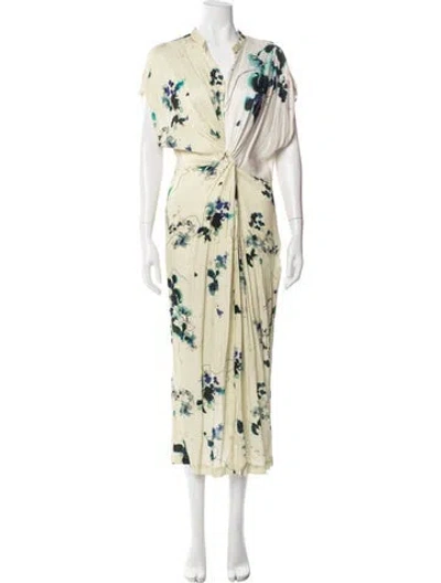 Pre-owned Tela Floral Print Long Dress In Multi