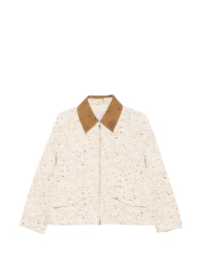 Tela Floral-print Collar Jacket In Neutral