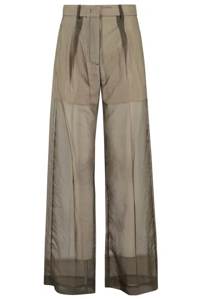 Tela Flowing Green Trousers With Sheer Overlay