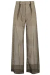 Tela Flowing Green Trousers With Sheer Overlay