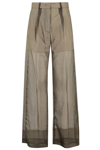 Tela Flowing Green Trousers With Sheer Overlay