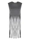 Tela Fringe Detail Canvas Top In Gray