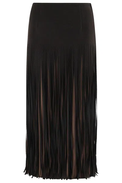 TELA TELA FRINGED HIGH-WAISTED WOOL SKIRT BY TELA
