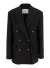 Tela Frost Double-breasted Blazer In Black