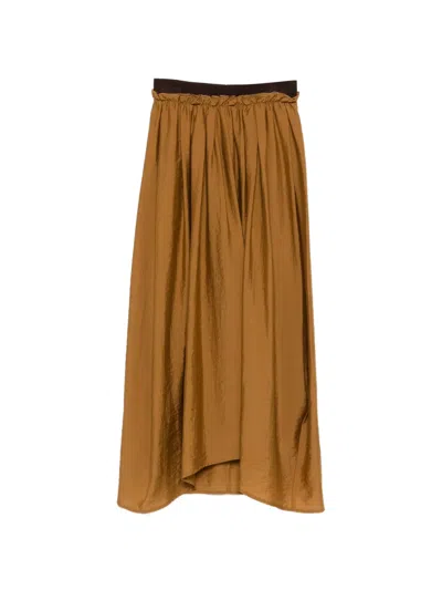 Tela Gathered Zip-fastening Skirt In Brown