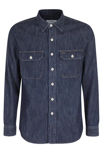 Tela Genova Emilio Genoa Canvas Denim Shirt In Blue