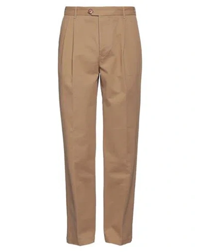 Tela Genova Man Pants Camel Size 34 Cotton In Beige