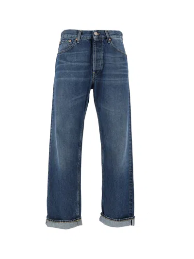 Tela Genova Rodolfo Straight-leg Selvage Blue Denim Jeans In Gray