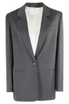 Tela Single-breasted Notched-lapel Blazer In Gray