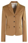 Tela Caramel Canvas Jacket With Classic Lapel In Brown