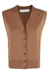 Tela Button-front Sleeveless Cardigan In Brown