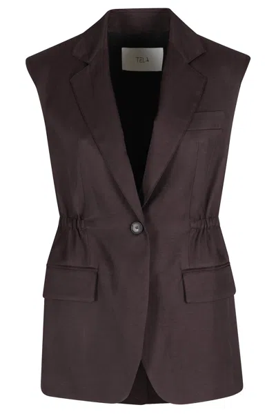 Tela Gilet Felce In Black