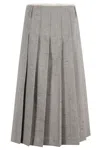 Tela Pleated Fringed Midi Skirt In Multi