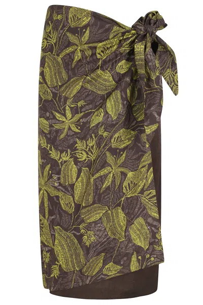 Tela Floral Tie Mid Skirt In Green