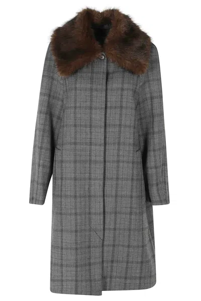 Tela Gray Gavin Fur Trim Wool Long Coat