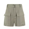Tela Military Green Linen Blend Shorts With Hidden Closure