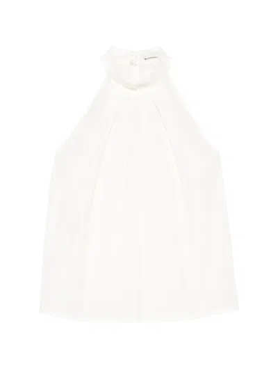 Tela Halterneck Tetured Top In White