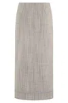 Tela High-waisted Midi Skirt With Contrasting Piping In Multi