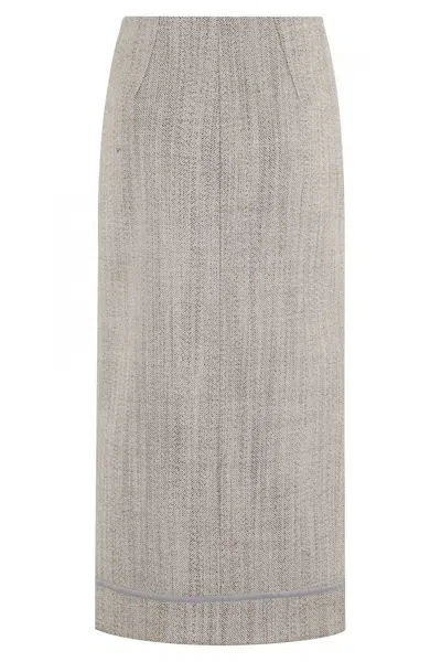 TELA HIGH-WAISTED MIDI SKIRT WITH CONTRASTING PIPING