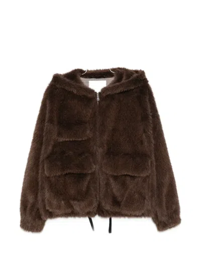 Tela Hooded Faux-fur Jacket In 브라운