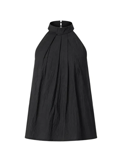 Tela Inca Halterneck Pleated Top In Black