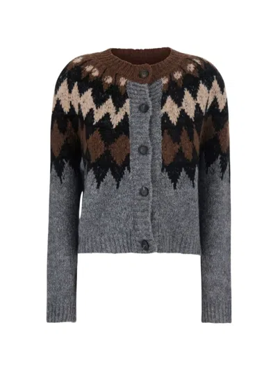 Tela Isle-knit Cardigan In Gray