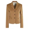 Tela Caramel Canvas Jacket With Classic Lapel In Brown