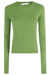 Tela Ribbed-knit Crew-neck Sweater In Green