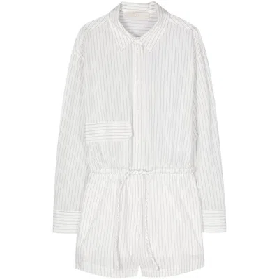 Tela Pinstripe Seersucker Jumpsuit In White
