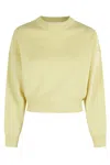 Tela Kebria Pattern Merino Wool Sweater With Batwing Sleeves In Yellow