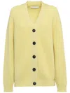 Tela Ribbed Knit Cardigan With V-neckline And Textured Finish In Yellow