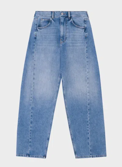 Tela Light Wash Denim Barrel Pant In Light Blue