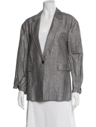 Pre-owned Tela Linen Blazer In Gray