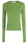 Tela Ribbed-knit Crew-neck Sweater In Green