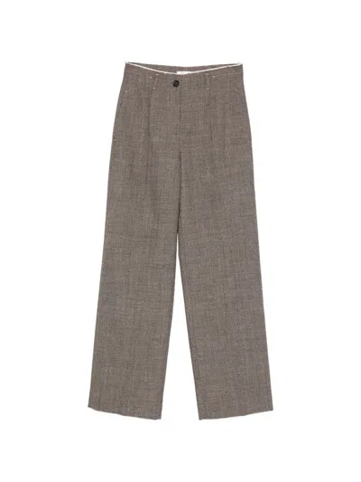 Tela Marl-effect Raw-edge Trousers In Brown