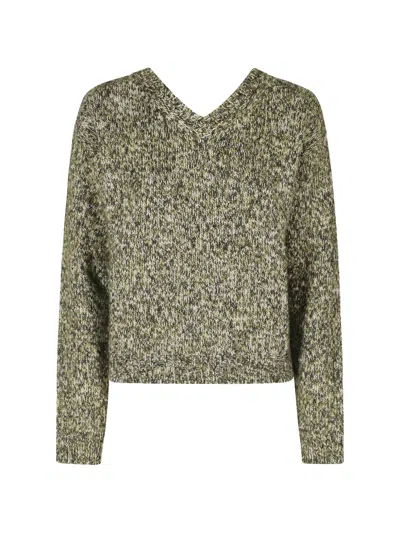 Tela Marl-knit V-neck Sweater In Animal Print