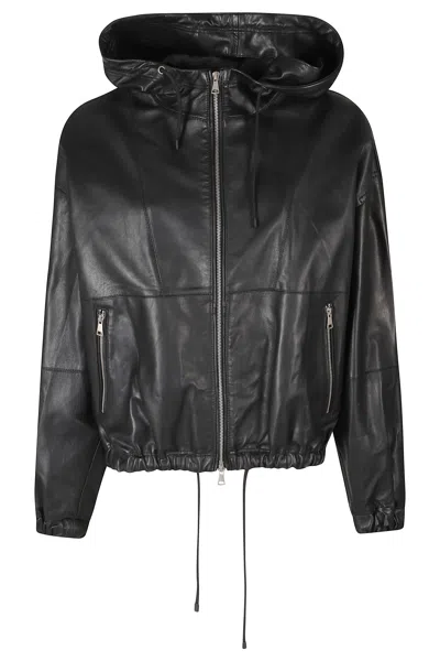 Tela Matte Nappa Lambskin Jacket With Cropped Length And Hood In Black