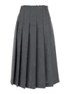 Tela Pleated Frayed-edge Midi Skirt In Gray