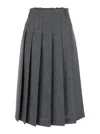 Tela Pleated Frayed-edge Midi Skirt In Gray