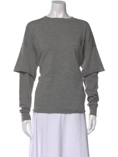 Pre-owned Tela Merino Wool Bateau Neckline Sweater In Gray