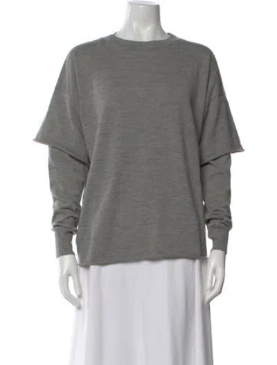 Pre-owned Tela Merino Wool Crew Neck Sweater W/ Tags In Gray