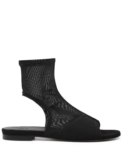 Tela Mesh-design Sandals In Black