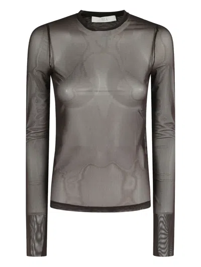 Tela Mesh Long-sleeve Top In Black