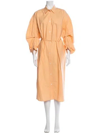 Pre-owned Tela Midi Length Dress In Orange