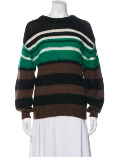 Pre-owned Tela Mohair Striped Sweater In Green
