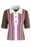 Tela Multicolor Purple Polo With Classic Collar And Buttoned Neckline In Purple