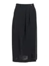 Tela Nilla Black Skirt With Pences On The Front And Single Slit On The Front In Viscose And Linen Blend W In Black