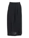 Tela Nilla Black Skirt With Pences On The Front And Single Slit On The Front In Viscose And Linen Blend W