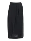 Tela Nilla Black Skirt With Pences On The Front And Single Slit On The Front In Viscose And Linen Blend W In Black